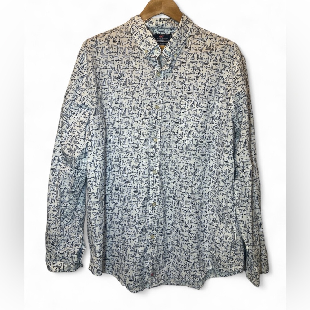 Vineyard Vines Murray Shurt Slim Fit Navy White Sailboats Button Down Shirt XXL - Picture 1 of 7